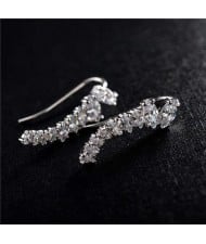 Elegant Cubic Zirconia Embellished Shining Style Earrings - 18k Platinum Plated