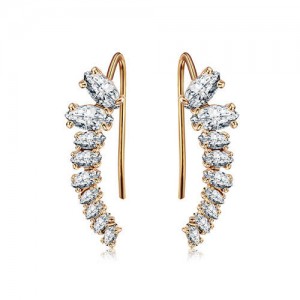 Elegant Cubic Zirconia Embellished Shining Style Earrings - 18k Rose Gold Plated