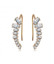 Elegant Cubic Zirconia Embellished Shining Style Earrings - 18k Rose Gold Plated