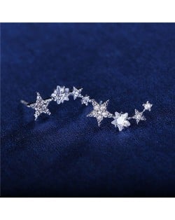 Graceful Stars Array Cubic Zirconia Earring - 18k Platinum Plated