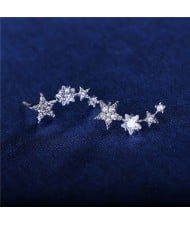 Graceful Stars Array Cubic Zirconia Earring - 18k Platinum Plated