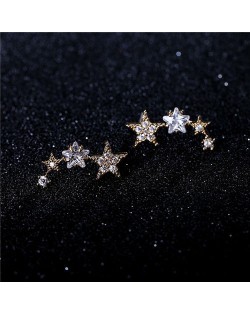 Graceful Stars Array Cubic Zirconia Earring - 18k Rose Gold Plated