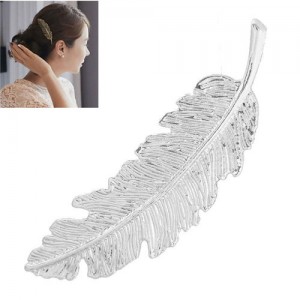 Vintage Leather Design Women Fashion Hair Clip - Silver