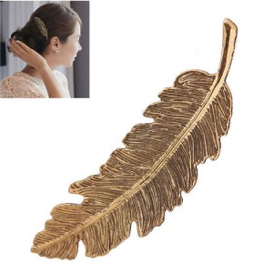 Vintage Leather Design Women Fashion Hair Clip - Vintage Golden