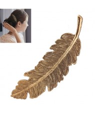 Vintage Leather Design Women Fashion Hair Clip - Vintage Golden