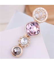 Korean Fashion Gem Embellished Graceful Women Hair Barrette - Pink