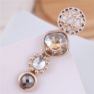 Korean Fashion Gem Embellished Graceful Women Hair Barrette - Champagne