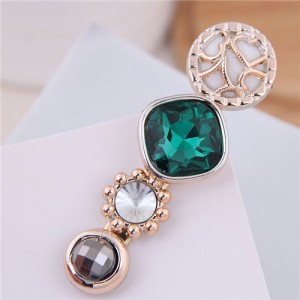 Korean Fashion Gem Embellished Graceful Women Hair Barrette - Green