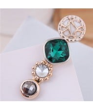 Korean Fashion Gem Embellished Graceful Women Hair Barrette - Green