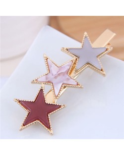Stars Fashion Korean Style Women Hair Barrette - Red