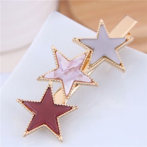 Stars Fashion Korean Style Women Hair Barrette - Red
