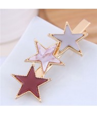 Stars Fashion Korean Style Women Hair Barrette - Red