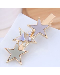 Stars Fashion Korean Style Women Hair Barrette - Beige