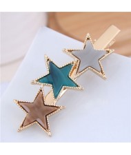 Stars Fashion Korean Style Women Hair Barrette - Brown and Green