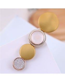 Buttons Fashion Korean Style Women Hair Barrette - Yellow