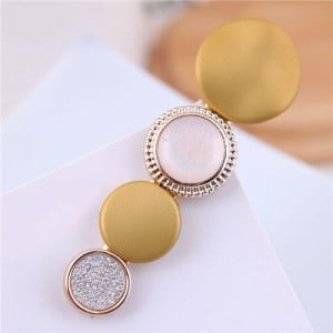 Buttons Fashion Korean Style Women Hair Barrette - Yellow