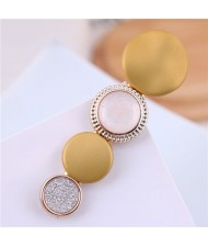Buttons Fashion Korean Style Women Hair Barrette - Yellow