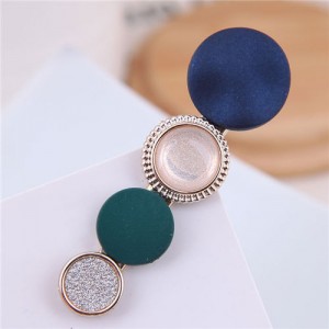 Buttons Fashion Korean Style Women Hair Barrette - Blue