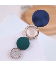 Buttons Fashion Korean Style Women Hair Barrette - Blue