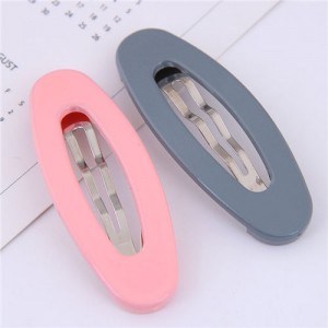 Korean Fashion Candy Color Women Hair Clips Combo - Pink and Gray