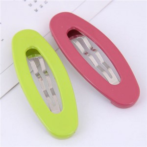 Korean Fashion Candy Color Women Hair Clips Combo - Green and Red