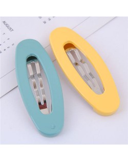 Korean Fashion Candy Color Women Hair Clips Combo - Teal and Yellow