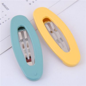 Korean Fashion Candy Color Women Hair Clips Combo - Teal and Yellow