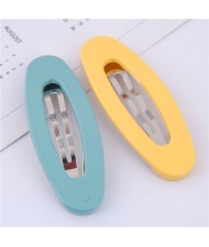 Korean Fashion Candy Color Women Hair Clips Combo - Teal and Yellow