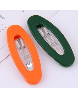 Korean Fashion Candy Color Women Hair Clips Combo - Orange and Green