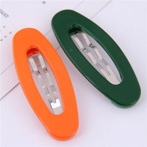 Korean Fashion Candy Color Women Hair Clips Combo - Orange and Green