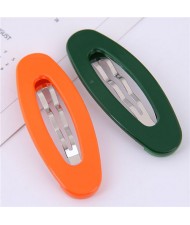 Korean Fashion Candy Color Women Hair Clips Combo - Orange and Green