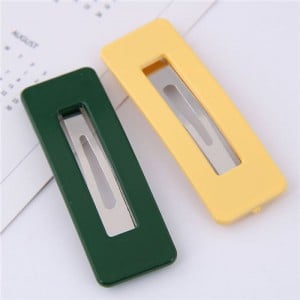 Candy Color High Fashion Bar Shape Women Hair Pins Combo - Green and Yellow