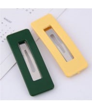 Candy Color High Fashion Bar Shape Women Hair Pins Combo - Green and Yellow