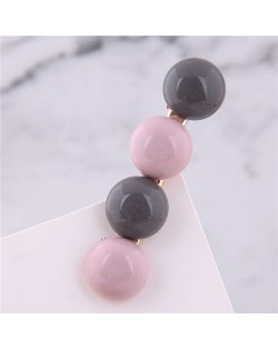 Korean Fashion Candy Button Design Women Hair Barrette - Pink