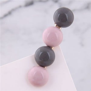 Korean Fashion Candy Button Design Women Hair Barrette - Pink