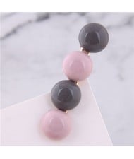 Korean Fashion Candy Button Design Women Hair Barrette - Pink