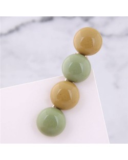 Korean Fashion Candy Button Design Women Hair Barrette - Green