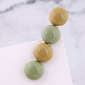 Korean Fashion Candy Button Design Women Hair Barrette - Green