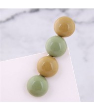 Korean Fashion Candy Button Design Women Hair Barrette - Green