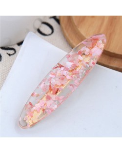 Paillettes Inlaid Transparent Korean Fashion Women Hair Barrette - Red