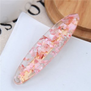 Paillettes Inlaid Transparent Korean Fashion Women Hair Barrette - Red