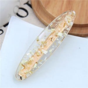 Paillettes Inlaid Transparent Korean Fashion Women Hair Barrette - Yellow