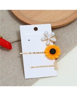 Sunflower and Dragonfly High Fashion Women Hair Clips Combo Set