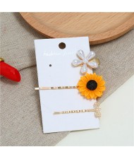 Sunflower and Dragonfly High Fashion Women Hair Clips Combo Set