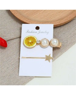 Lemon Design High Fashion Women Hair Clip and Barrette Combo Set