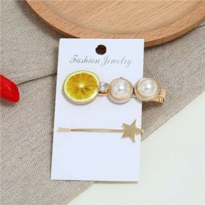 Lemon Design High Fashion Women Hair Clip and Barrette Combo Set