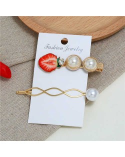 Strawberry High Fashion Women Hair Clip and Barrette Combo Set