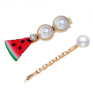 Watermelon High Fashion Women Hair Clip and Barrette Combo Set