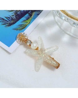 Starfish Beach Fashion Women Hair Barrette - White