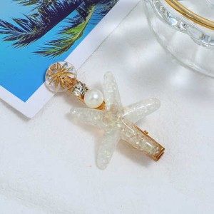Starfish Beach Fashion Women Hair Barrette - White